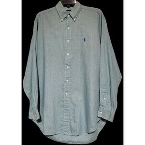 Ralph Lauren Blake Green Houndstooth Long Sleeve Button, Medium